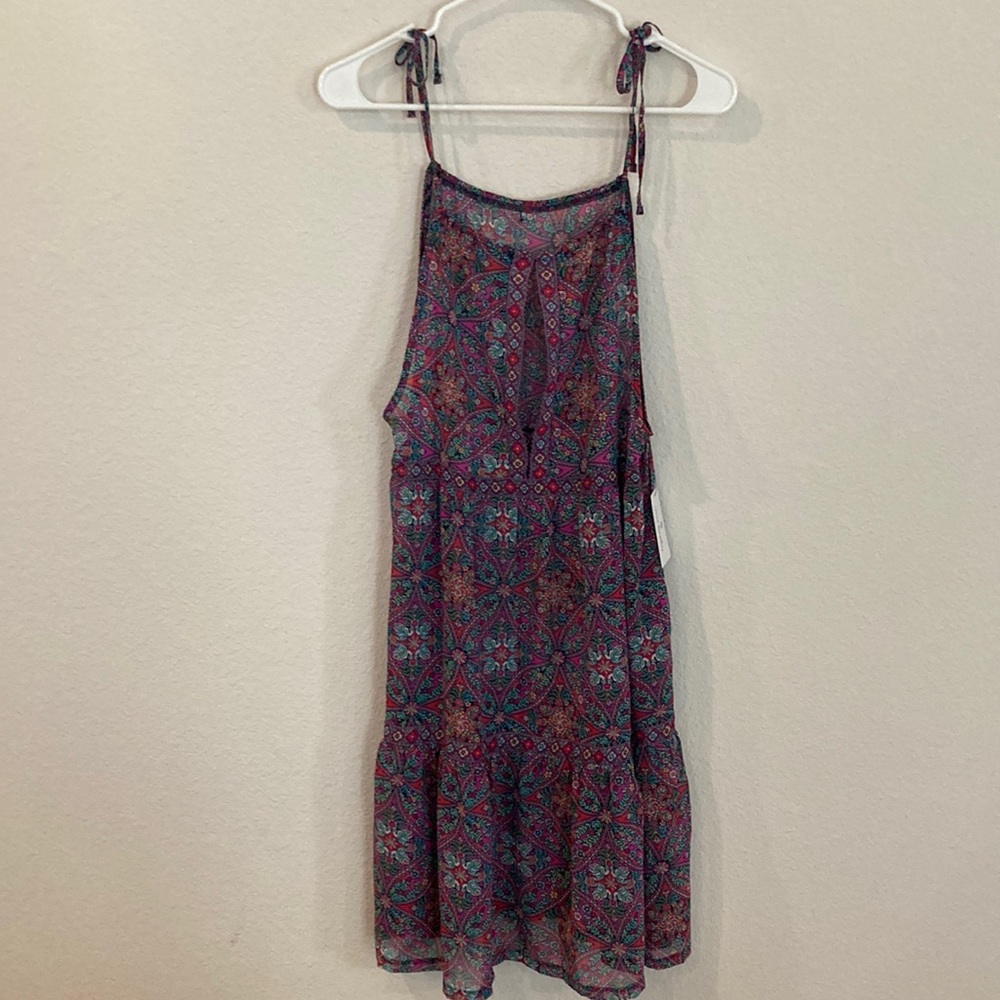 New Vera Bradley Sheer Floral Shoulder Tie Dress